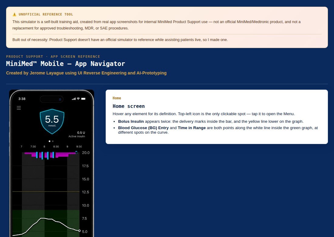 MiniMed mobile app simulator screenshot